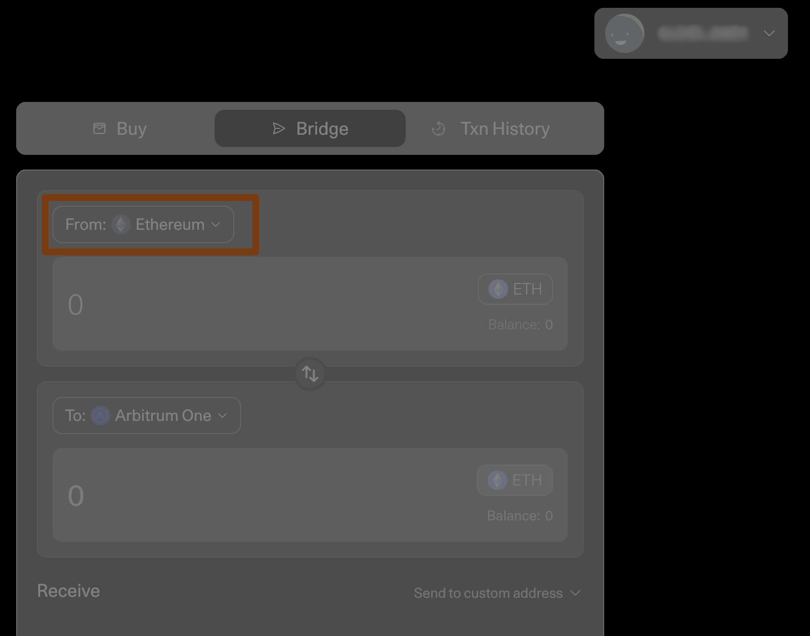 Select the token to bridge